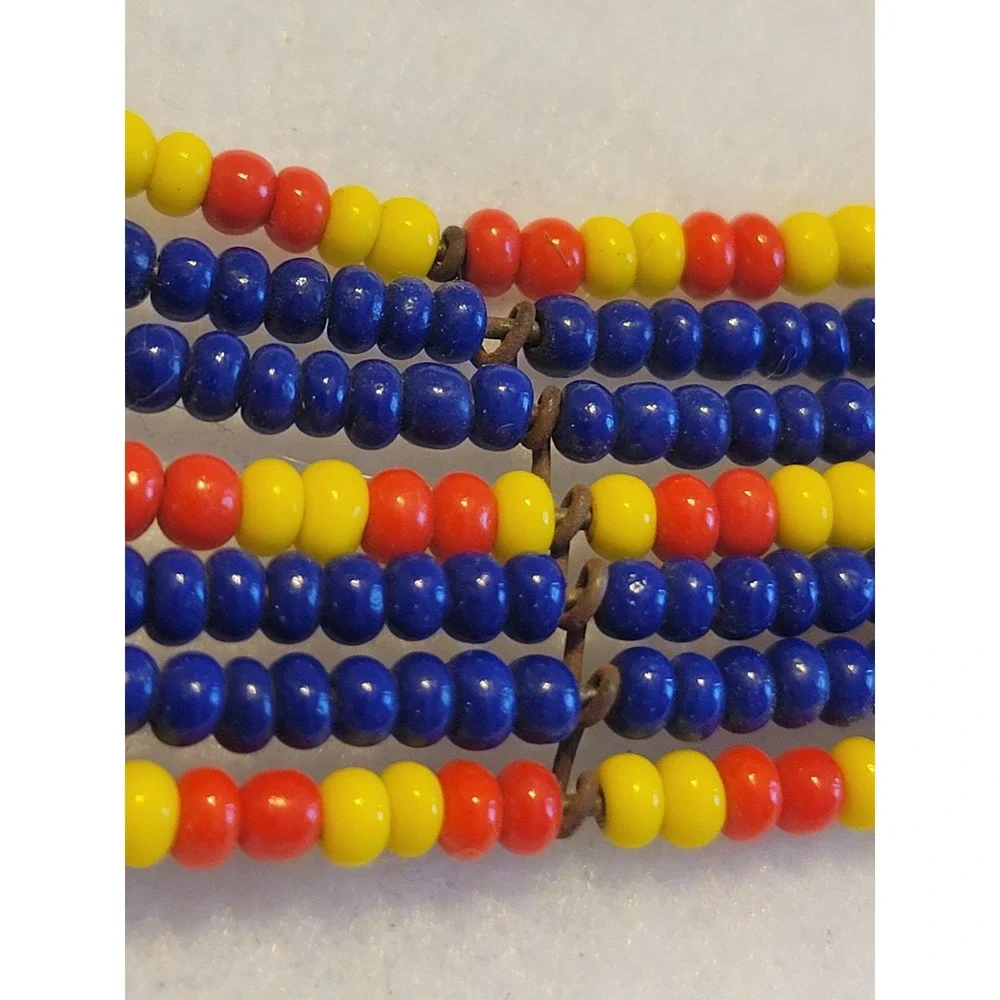Beaded Collar Necklace Maasai Tribal African Boho Ethnic Statement Blue Red